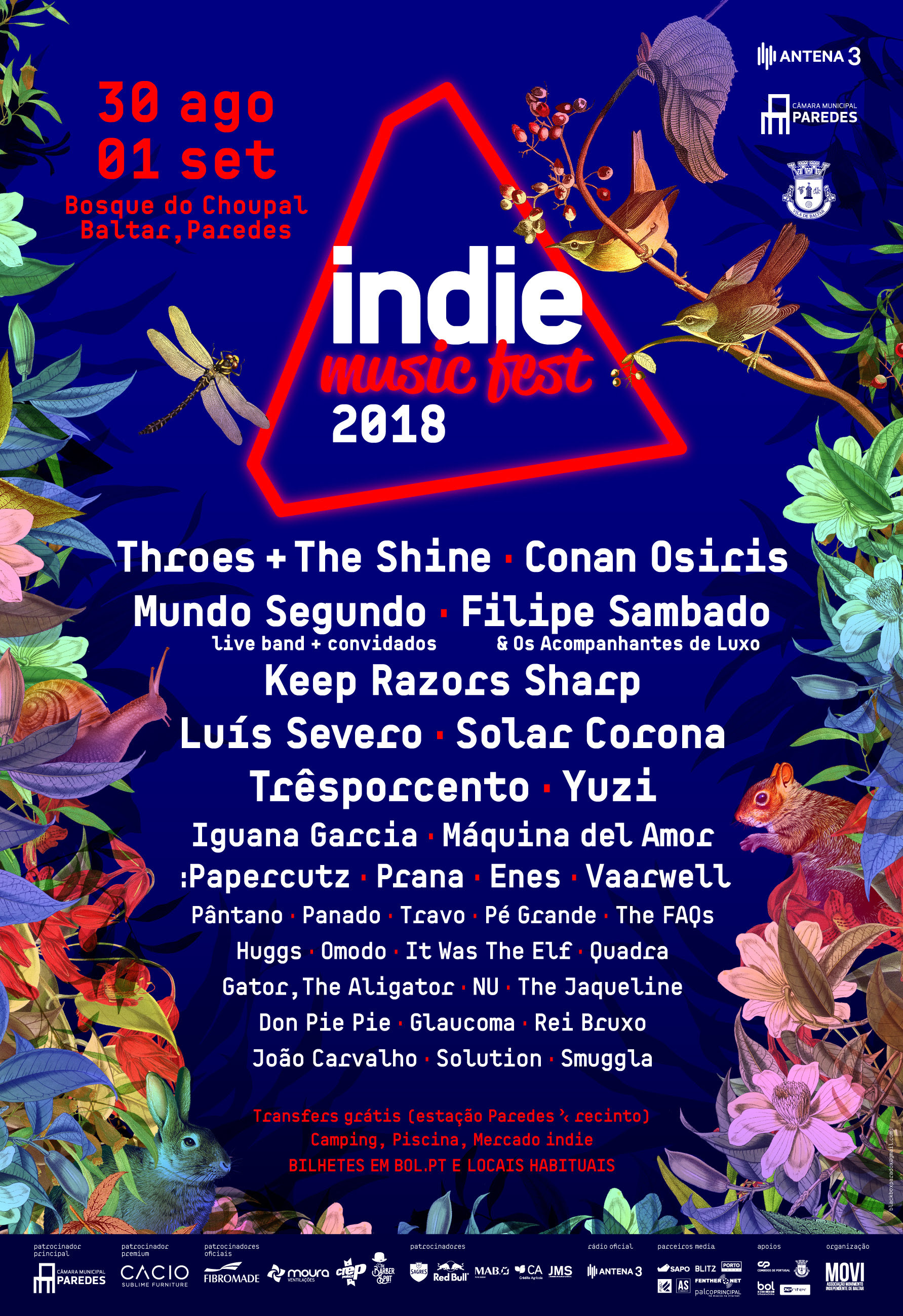 Cartaz Indie Music Fest 2018 - bandas - alinhamento