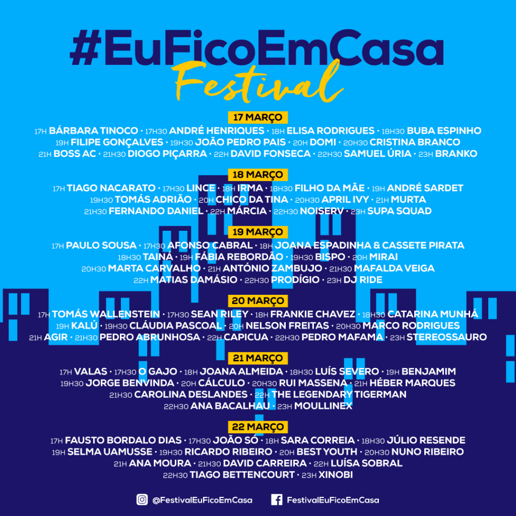 @FestivalEuFicoEmCasa - cartaz - horários - programa - artistas - bandas