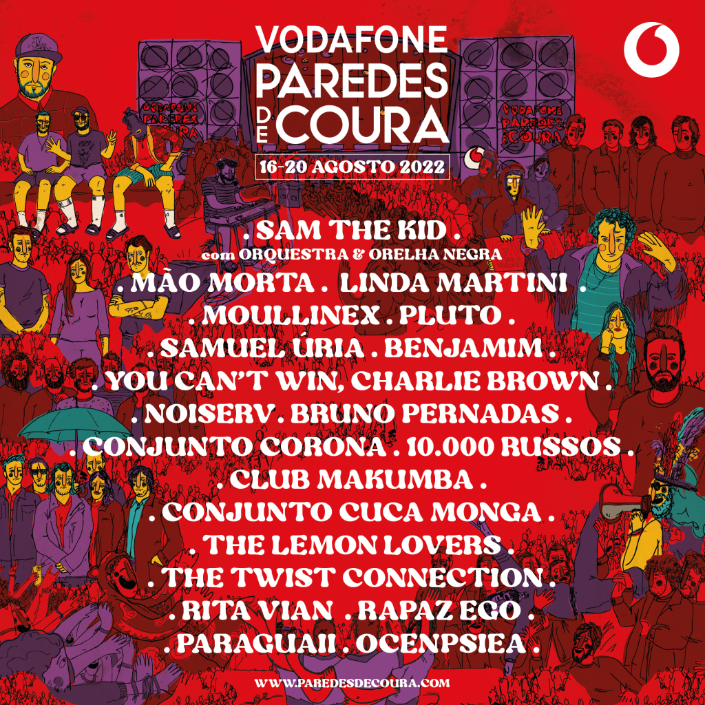 Vodafone Paredes de Coura 2022 - cartaz - horários - alinhamento