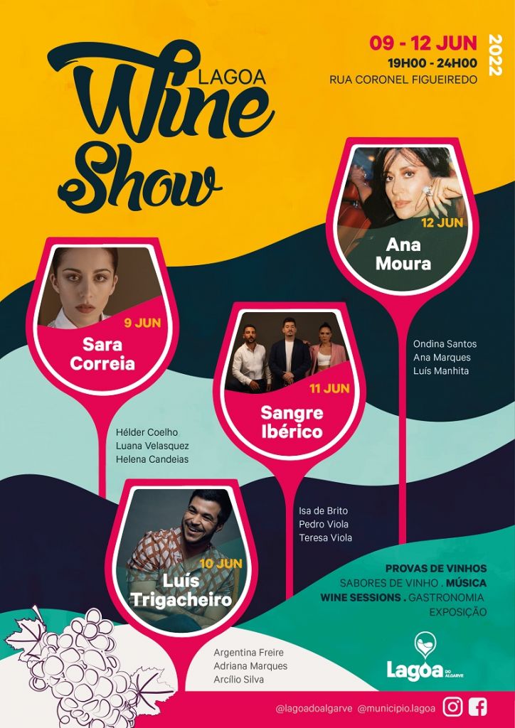 Lagoa Wine Show - Algarve - artistas - cartaz - Ana Moura - Sara Correia - Sangre Ibérico - Luís Trigacheiro - Fado à Janela