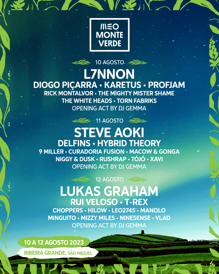 MEO Monte Verde São Miguel Açores cartaz festival 2023 MIP Música