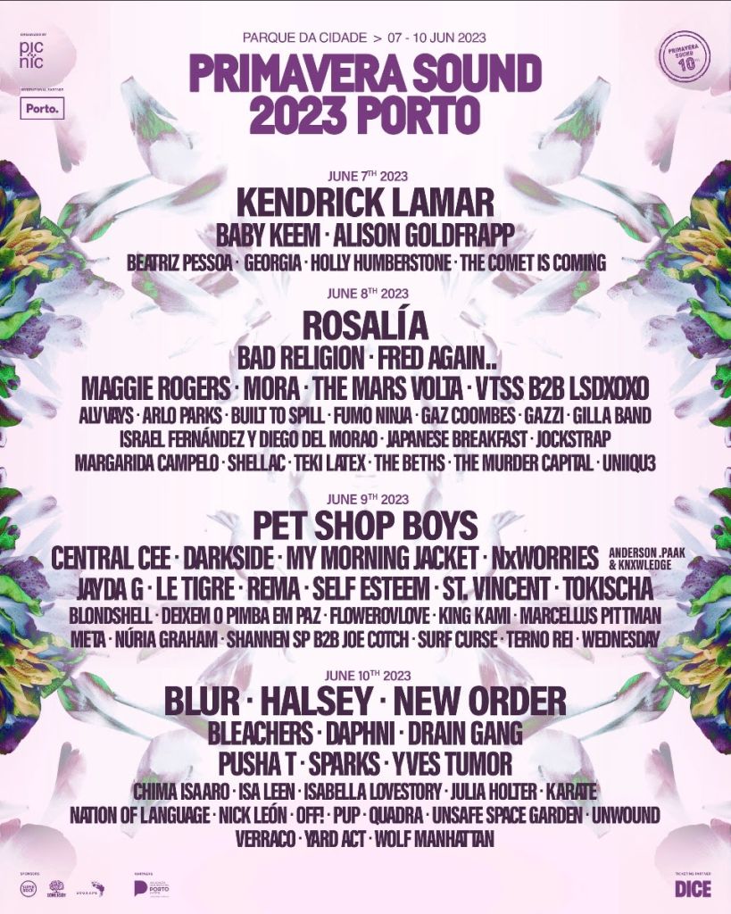 Primavera Sound Porto 2023 cartaz - horários - artistas - bandas - alinhamento - bilhetes - tickets