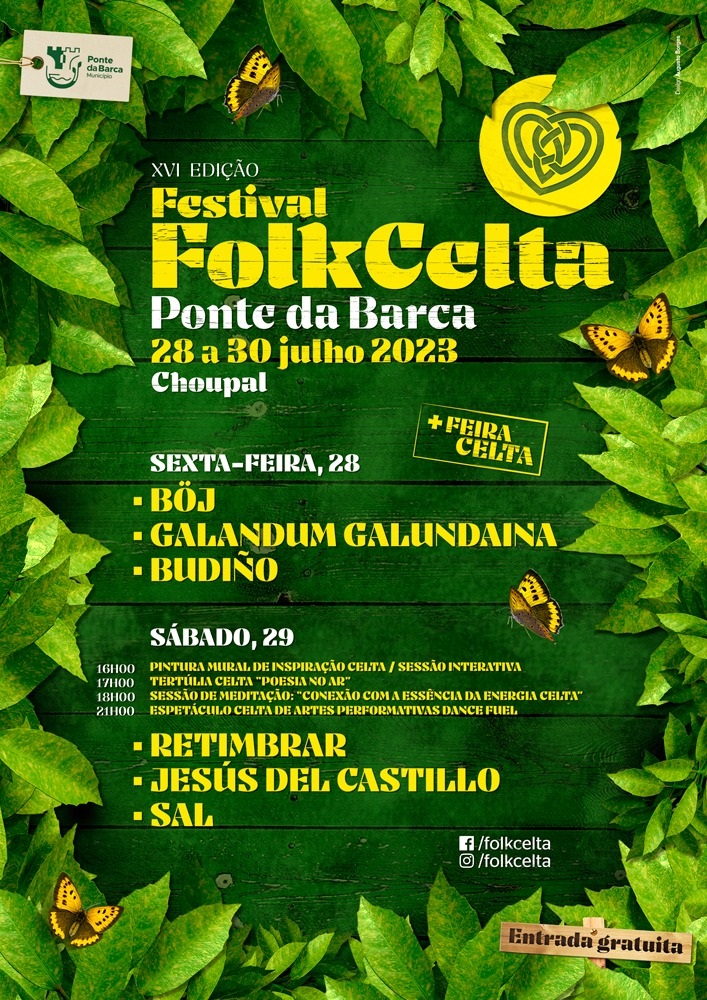 Festival Folk Celta Ponte da Barca 2023 cartaz localização - alinhamento - gps